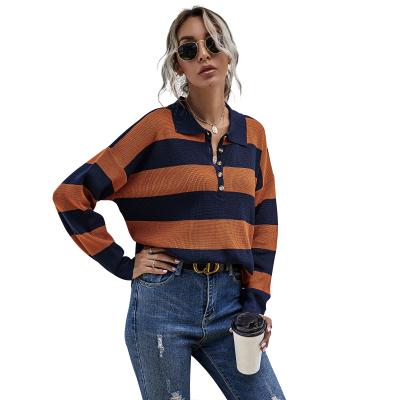 China 2021 Hot Women's Long Button Sweater 1/4 Drop Women's Sleeveless Knitted Pullover Sweater Striped for sale