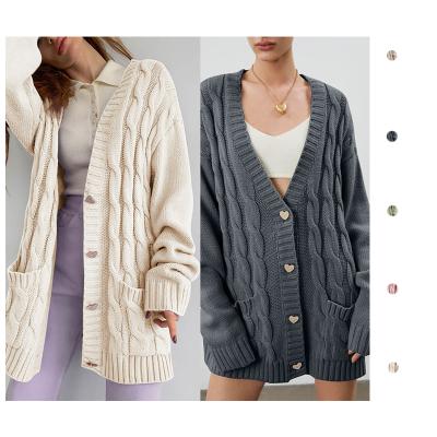 China Warm Sweater Cardigan Knit Sweater Women's Winter Long Loose Sweater Overcoat for sale