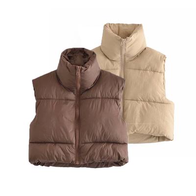 China Warm Lightweight Zipper Jacket Ladies Invest Down Sleeveless Feather Down Jacket Puffy Padded Vest for sale