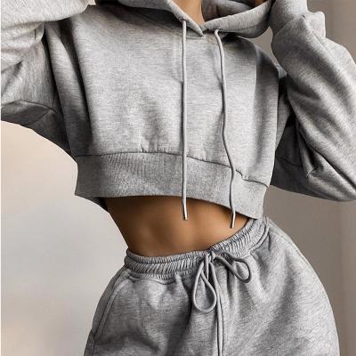 China Wholesale Breathable Women Crop Top Hoodies Long Sleeve And Sport Ladies Joggers Pants Womens Pants And Trousers for sale