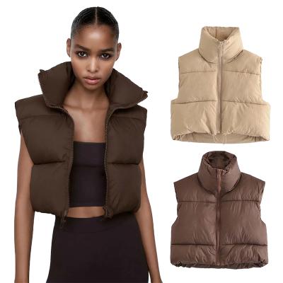 China Viable Winter Solid Color Zipper Vest Women Cropped Stripper Vest Women for sale