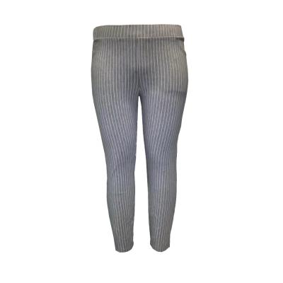 China 2021 New Arrival Plus Size Plus Size Pants Low White Stripe Pencil Pants Gray All Hot Selling Women Ladies Fitness Twill Casual Adults for sale