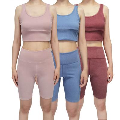 China ACTIVE STRETCH High Quality Hot Selling New Fashion Women Winter Yoga Two Piece Set Dralon Velvet Hot Ladies Sport Wear Customer Bra Bike Shorts for sale