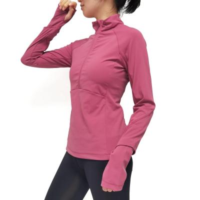 China Jogging Breathable Spandex Top Anti - Wicking Moisture Half UV Active Zipper Wear Nylon Women for sale