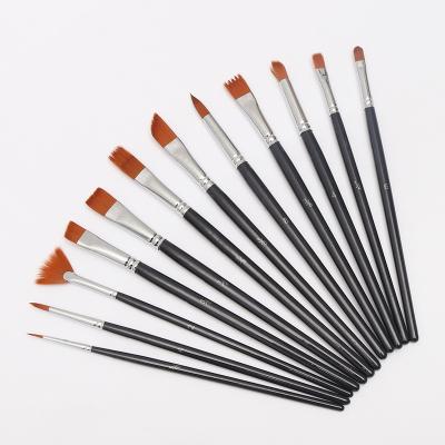 China Art Brush Cheap Popular Nylon 12pcs Set Small Art Paint Brush Custom Logo Brush For Artist for sale