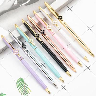 China New Fashion Multicolor Eco-friendly Good Quality Rotating Metal Four Leaf Clover Ballpoint Pens Cut Creative Gift Writing Ballpoint Pens for sale