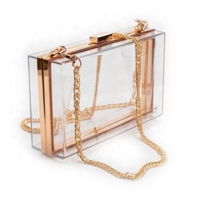 China Fashion Eco Friendly Acrylic Clear Purse Body Bag Handbag Chain Shoulder Cute Transparent Crossover Clutch Bag for sale