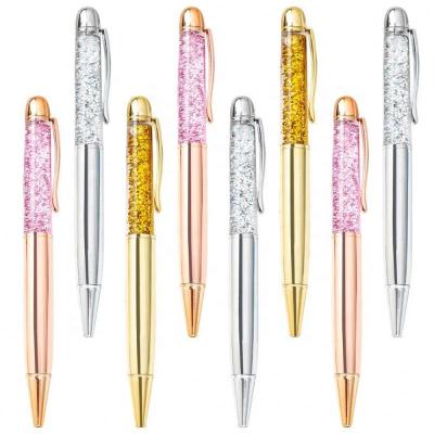 China Pen Wholesale promotional custom logo creative powder gold foil in oil ballpoint pen for sale