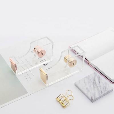 China Wholesale Home Office and School Use Solid Cute Transparent Desktop Tape Dispenser Plastic Tape Dispenser for sale