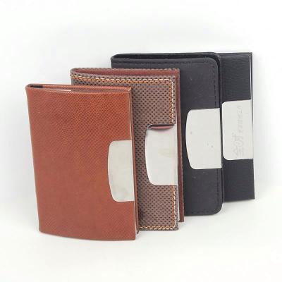 China Business Card Hauhao Brand PU Leather Business Card Case Multiple Folding Convenient Leather Name Card Holder for sale