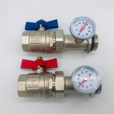 China General Brass Diverse Angle Ball Valve Thermometer Gauge for sale