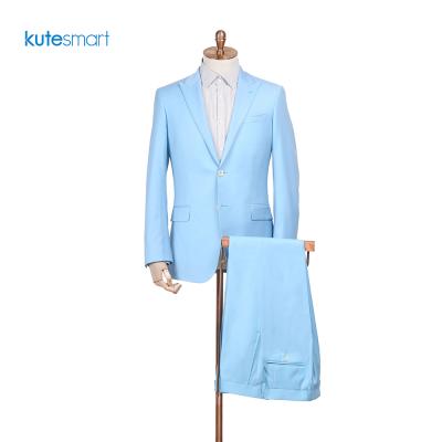 China Fashion Custom Design Anti-wrinkle OEM ODM Cotton Men Suits Blue Wedding Suits Set Patchwork Mens Suits Two Piece Set for sale