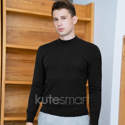 China Mens Half High Neck Regular Texture Wool Knitted Sweater for sale