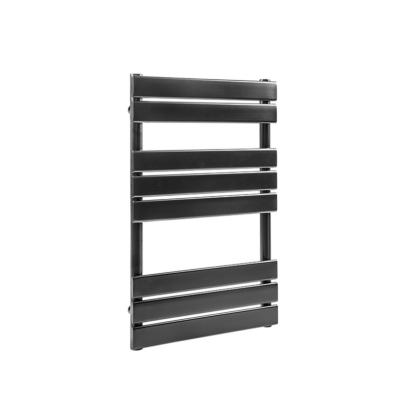 China Best Selling Low Carbon Steel Wall Mounted Heated Heater Matt Black Towel Rail 8 Columns Bathroom Heater for sale