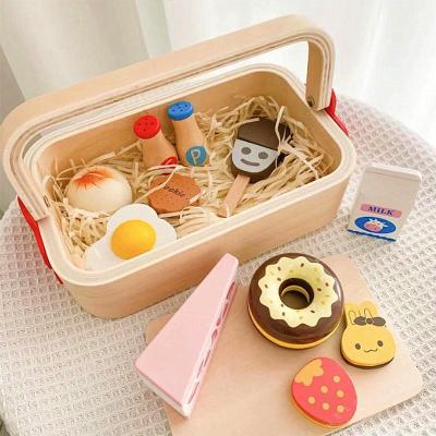 China DIY Wooden Simulation Cooking Children's Fruits and Vegetables Cutting Kitchen Baby Playing House Kitchen Kids Toy Set for sale