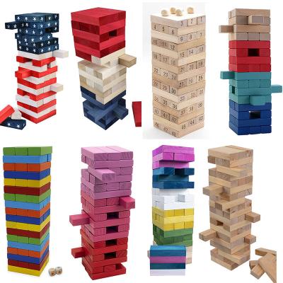 China Early Wooden Tumble Block Montessori Education Tumbling Tower Stacking Toys Design Outdoor Game Kids Colorful Adults for sale