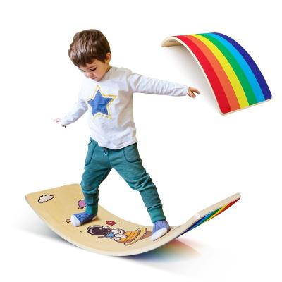 China SNAP Balance Shimmy Board Wooden Kindergarten Toys Early Learning Child Yoga Curvy Board For Kids Adults for sale