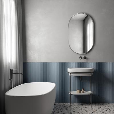 China Modern Bathroom-Mirror Modern Metal Black Oval Wall Hanging Bathroom Mirror for sale