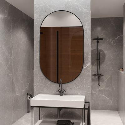 China Nordic Wholesale Modern Luxury Oval Black Modern Metal Frame Bathroom Metal Wall Decorative Mirrors for sale