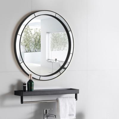 China Modern Bathroom Wall Round Mirrors With Black MDF Wood Frame for sale