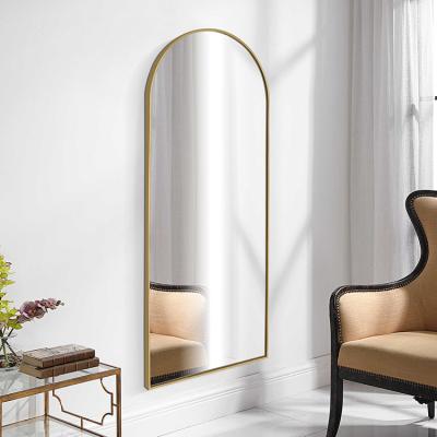 China Gold Modern Simple Antique Large Arched Full Body Door Mirror for sale