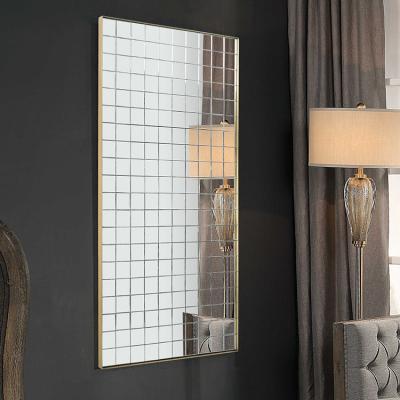 China Large Hallway Modern Gold Wall Window Pane Rectangular Full Mirror for sale