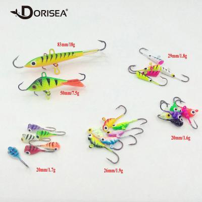 China DORISEA 25pcs/pack Vertical Lead Metal Larvae Worm Bait Lure Hook Set Mini Ice Jig Fishing Lead for sale