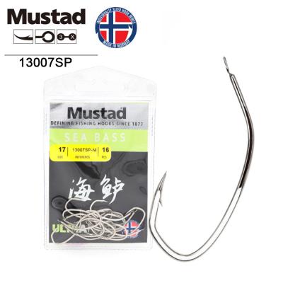 China 100% Original Mustad Norway Bass Hook Live Shrimp Hook Sea Barreled Hook 18#-22# 13007SP-DT 18#-22# for sale