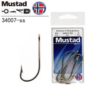 China 100% Norway Hook, 8-8/0#, 34007SS 8-8/0# High Carbon Barbed Hook Original Mustad Fish Hook for sale