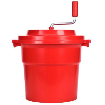 China Restaurant Manual Crank Handle Orange Commercial Plastic Vegetable Dryer Vegetable and Salad Spinner for sale