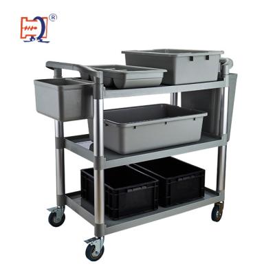 China Muti-function Eco-friendly Restaurant Food Service Serving Cart Foldable Smooth Wheels For Cramped Food Kitchen Trolley Serving Push Trolley for sale