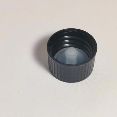 China Bottle Usage 20mm Black Boston bottle screw lid  PP cap with inner lid for boston bottle  Essential oil bottle cap for sale