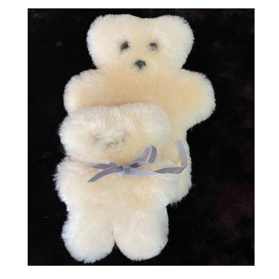 China Australian Soft Plush 100% Lamb Bear For Baby Birthday Gift, Cream for sale