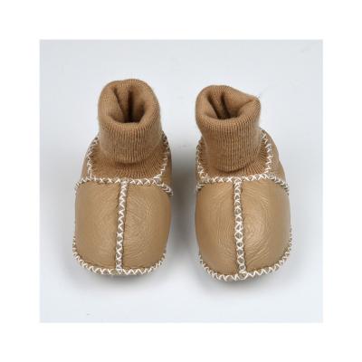 China Light Brown Color Sheepskin Baby Shoes Prewalk Boots for sale