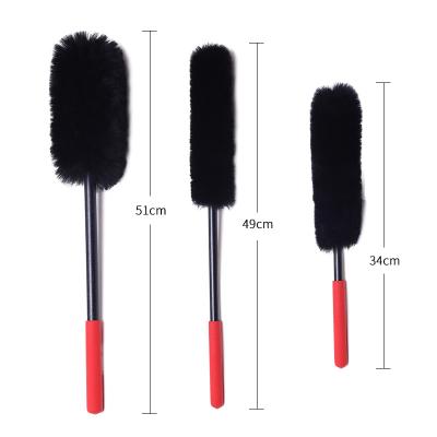 China 3pcs Super Soft Sheepskin Brush Car Detailing Wheel Hub Brush Auto Wash Tools for sale