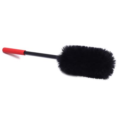 China Super Soft Auto Wheel Brush 100% Sheepskin For Car Detailing Cleaning Sheepskin Car Cleaning Brush for sale