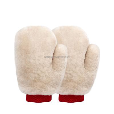 China Car Wash Glove Genuine Sheepskin Sheepskin Glove Short Hair Cleaning Glove Clean Glove for sale