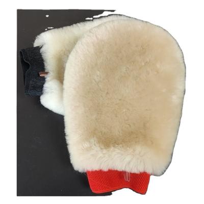 China No inch real sheepskin wash mitt for car cleaning for sale