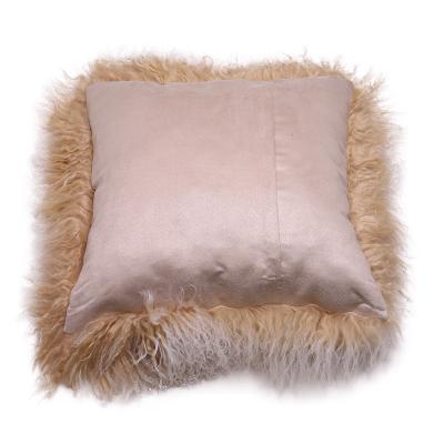 China Anti-Static Protective Good Quality Square Castle Seat Tibetan Sheepskin Fur Pillow For Living Room for sale