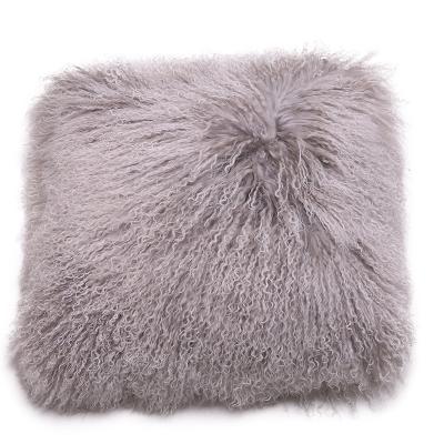 China Antistatic The Long Curly Tibetan Sheepskin Pillow Mongolian Sheepskin Products for sale