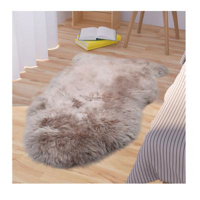 China Stain Resistant Blankets Floor Mat Brown Color Wholesale Sheepskin Blanket for sale