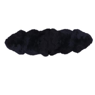 China Auto Upholstery Real Lamb Fur Bedside Blanket Fluffy Black Australian Sheepskin Rug Small Area Rug for sale