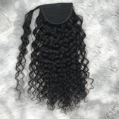 Κίνα Indian Virgin Indian Hair Wholesale I-tip Wrap Around Ponytails Curly Hair Deep Drawstring Ponytail For Woman προς πώληση