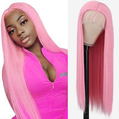 China Wholesale Regular Wave Colored Hair Wigs Color Women 40 Inch Hair Wigs 360 Full Lace Front Pink Wig à venda