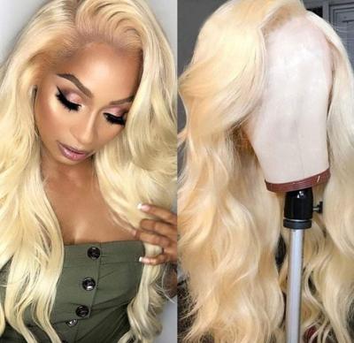 China Silky Straight 613 Wave Closure Wigs For Women Color Virgin Hair Cuticle Aligned Hd 613 Blonde Lace Frontal Wig for sale