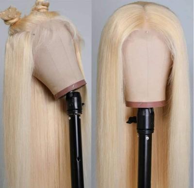 China Silky Straight Natural Blonde 613 Full Lace Wig Virgin Hair, Pre Plucked Lace Front Wig, Brazilian Hair Wigs For Black Women for sale