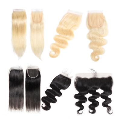 China Natural Virgin HD Sheer Lace Frontal Wave Closure, Raw Cambodian Hair Transparent Swiss Lace Headband Silm With HD Lace Closures for sale