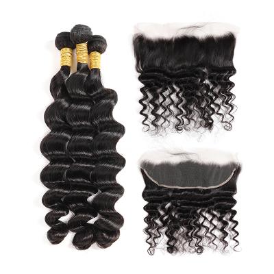 China Free Sample Closure 100% Virgin Hair Romance Hair Bundles 4x4 Loose Deep Front Lace Front Closure ANY 30 40inch Women's Hair Weaves for sale