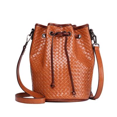 China Others Custom Women's Bag Fashion Luxury Designer Female Drawstring Small Handbags Genuine Leather Bucket Shoulder Sling Bag For Ladies for sale