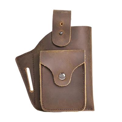 China Vintage Genuine Leather fanny pack For Men Waist Bag Vintage Cowhide Cell Phone Belt Holster Case Male Wallet Pocket Cigarette Bag for sale